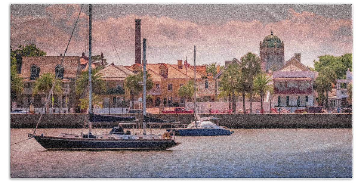 St. Augustine Bath Towel featuring the photograph City from Sea by Joseph Desiderio