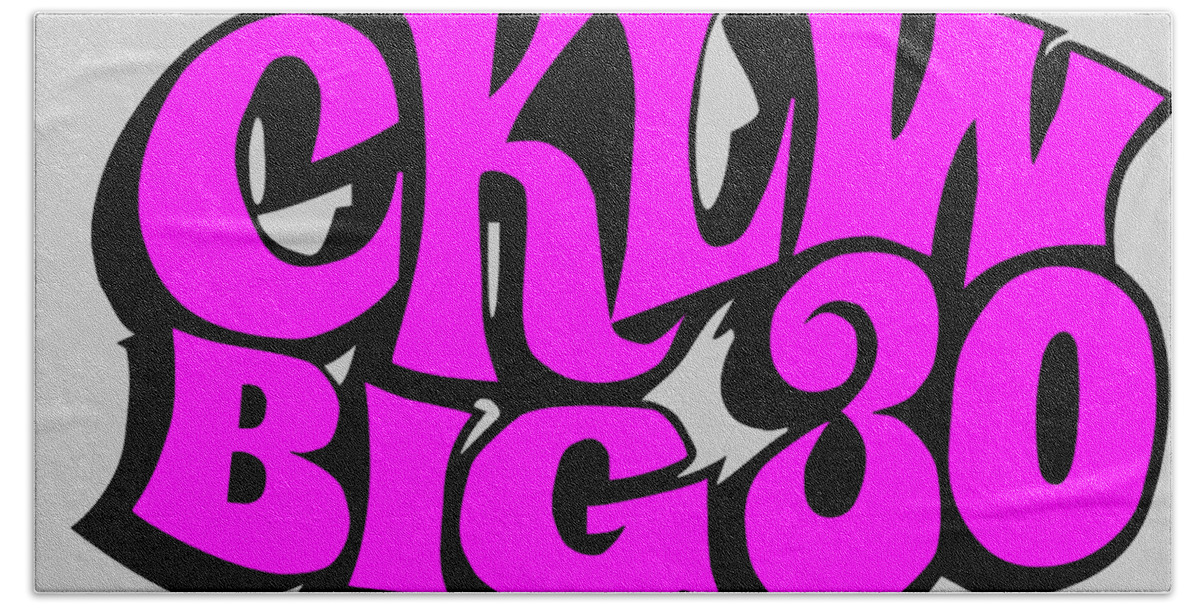 Cklw Radio Logo Big30 Big8 Motown Classic Rock Bath Towel featuring the digital art CKLW Big 30 - Pink by Thomas Leparskas
