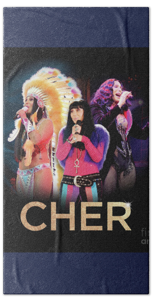 Cher Bath Towel featuring the digital art Classic Cher Trio by Cher Style