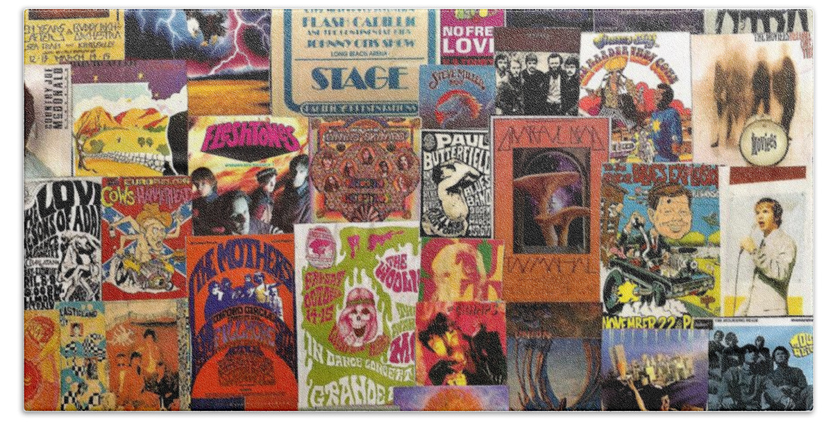 Collage Hand Towel featuring the digital art Classic Rock Collage 12 by Doug Siegel
