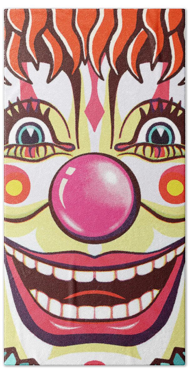 Campy Hand Towel featuring the drawing Closeup of a Clown Face by CSA Images