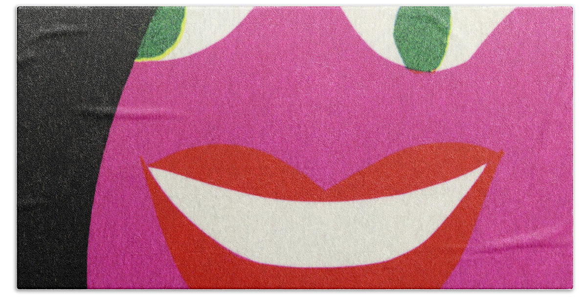 Abstract Hand Towel featuring the drawing Closeup of a Smile by CSA Images