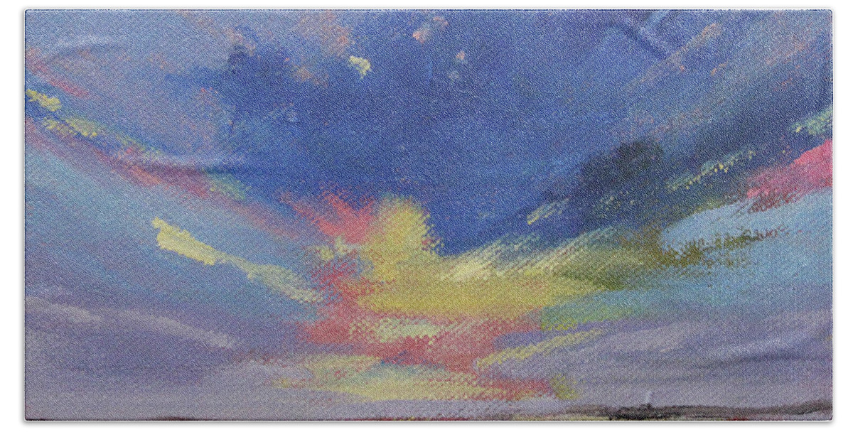 Cloudscape Bath Towel featuring the painting Cloud Sparkle by Nancy Merkle