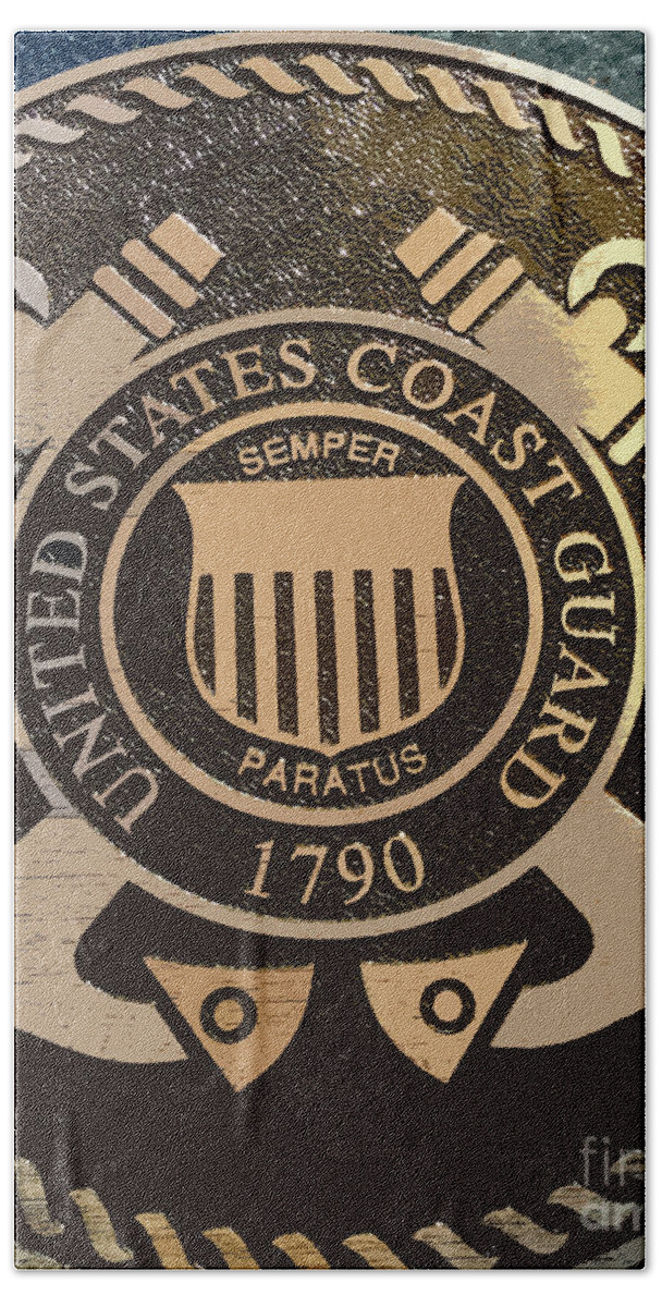 Military Hand Towel featuring the photograph Coast Guard Emblem by Alan Metzger