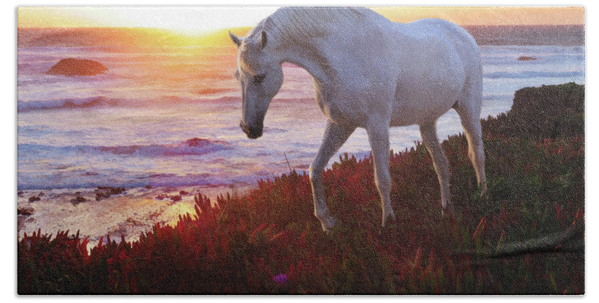 Andalusian Horses Bath Towel featuring the digital art Coastal Dream by Melinda Hughes-Berland