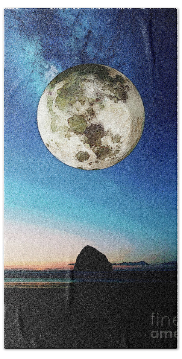 Moon Bath Towel featuring the digital art Coastal Moon by Phil Perkins