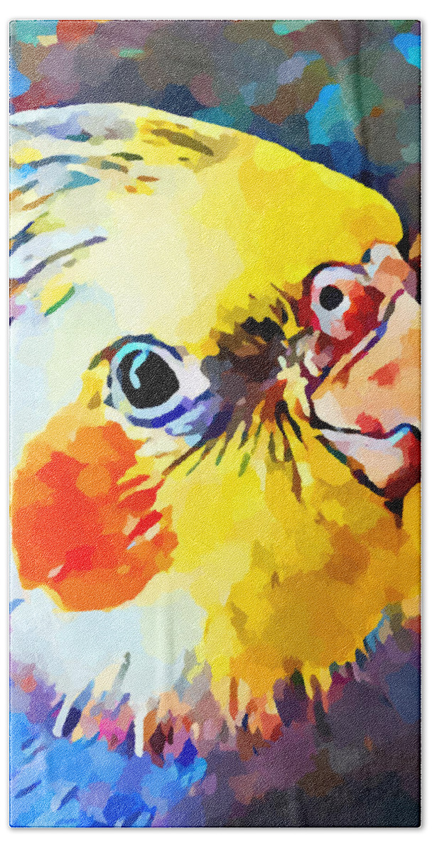 Animal Bath Towel featuring the painting Cockatiel 3 by Chris Butler