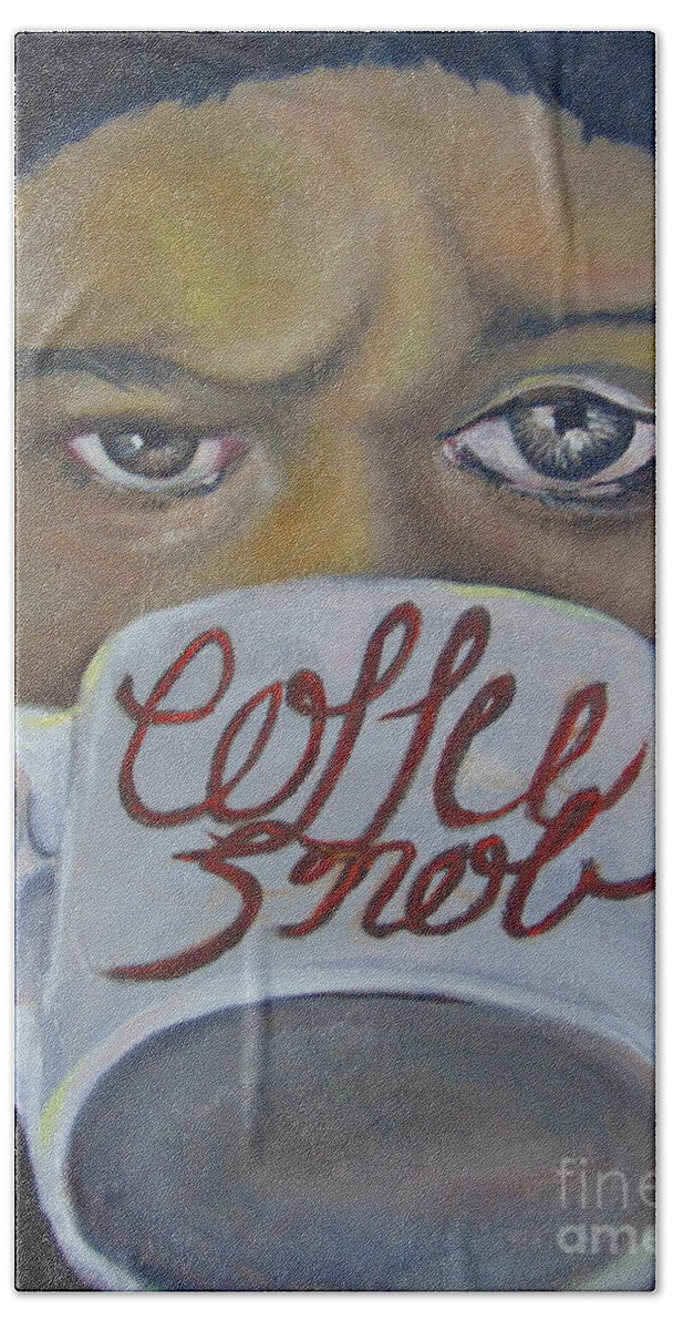 Coffee Cup Bath Towel featuring the Coffee Snob by Saundra Johnson