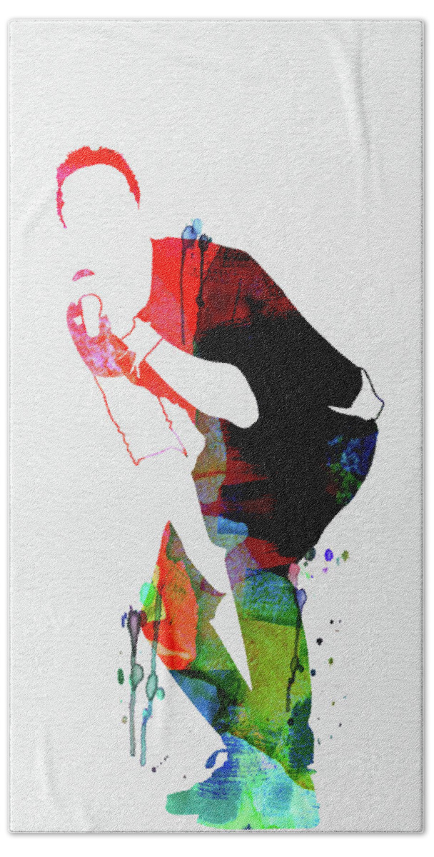  Hand Towel featuring the mixed media Coldplay Watercolor by Naxart Studio