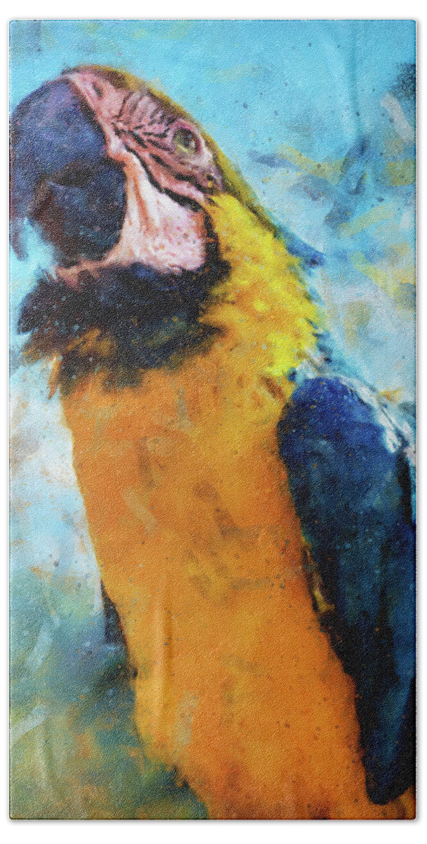 Exotic Bird Bath Towel featuring the painting Colorful Parrot - 13 by AM FineArtPrints