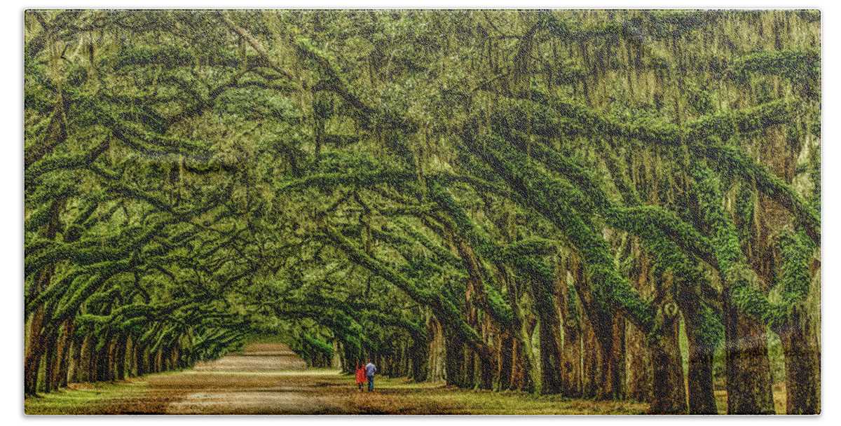 Wormsloe Historic Site Bath Towel featuring the photograph Come Walk With Me by Marcy Wielfaert