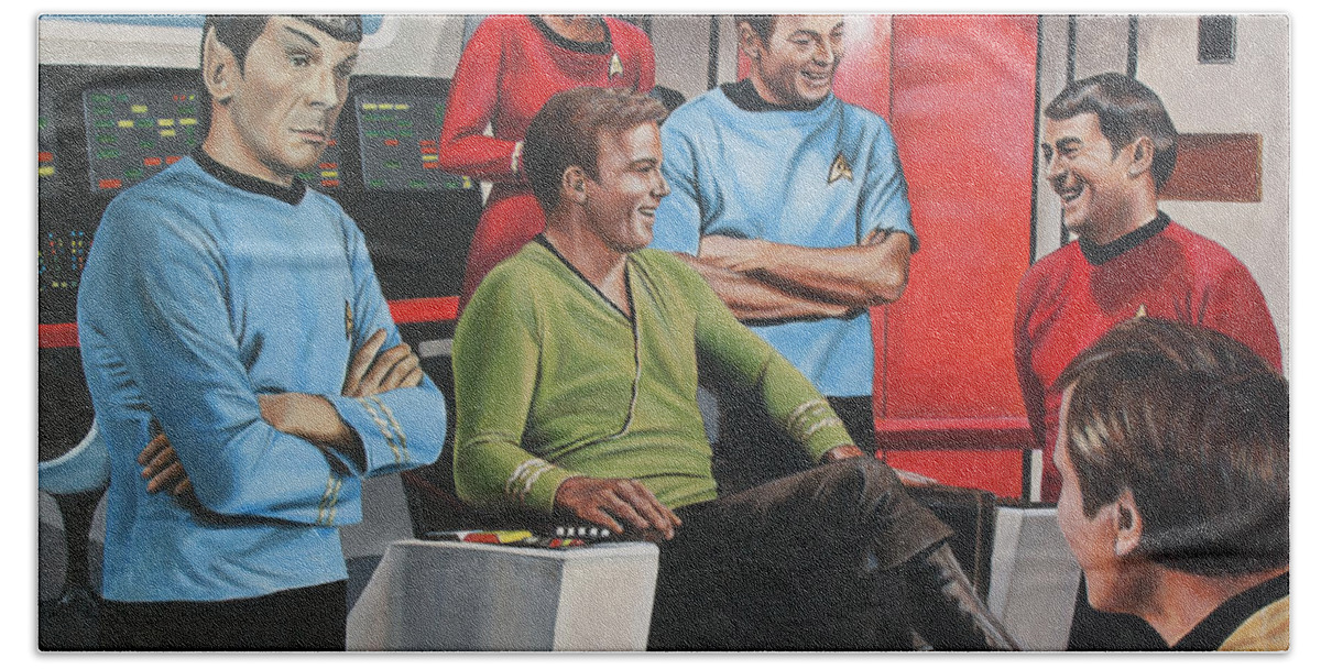Star Trek Hand Towel featuring the painting Comic Relief by Kim Lockman
