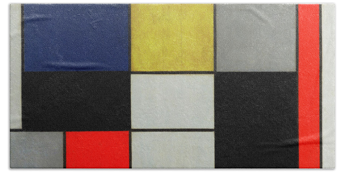 Piet Mondrian Hand Towel featuring the painting Composition, 1919-1920 by Piet Mondrian