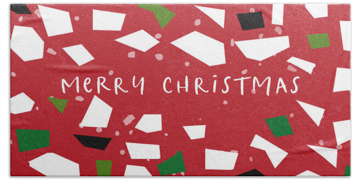 Merry Christmas Bath Towel featuring the digital art Confetti Christmas- Art by Linda Woods by Linda Woods