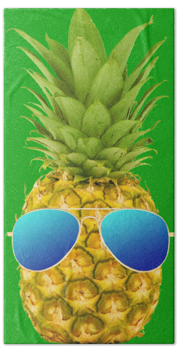 Pineapple Bath Towel featuring the digital art Cool Pineapple by Filip Schpindel