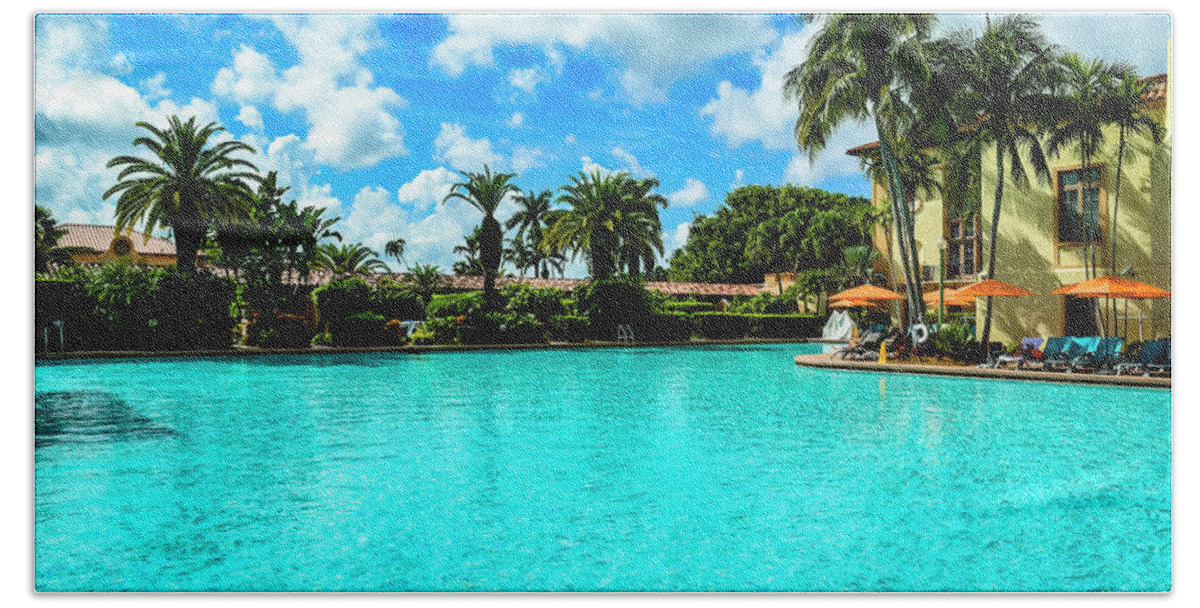 Architecture Bath Towel featuring the photograph Biltmore Hotel Pool in Coral Gables Series 0087 by Carlos Diaz