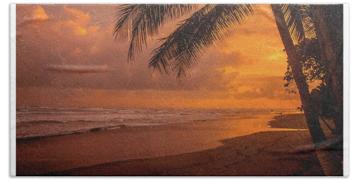 Outdoors Hand Towel featuring the photograph Costa Rica Beach Sunset by Tito Slack