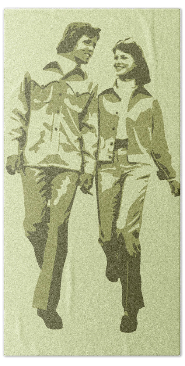 Adult Hand Towel featuring the drawing Couple Walking by CSA Images