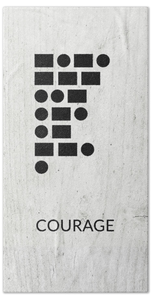 Courage Bath Sheet featuring the digital art Courage Morse Code 2- Art by Linda Woods by Linda Woods