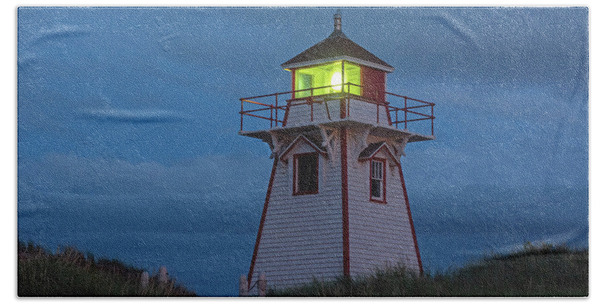 Covehead Hand Towel featuring the photograph Covehead Blue Hour by Douglas Wielfaert