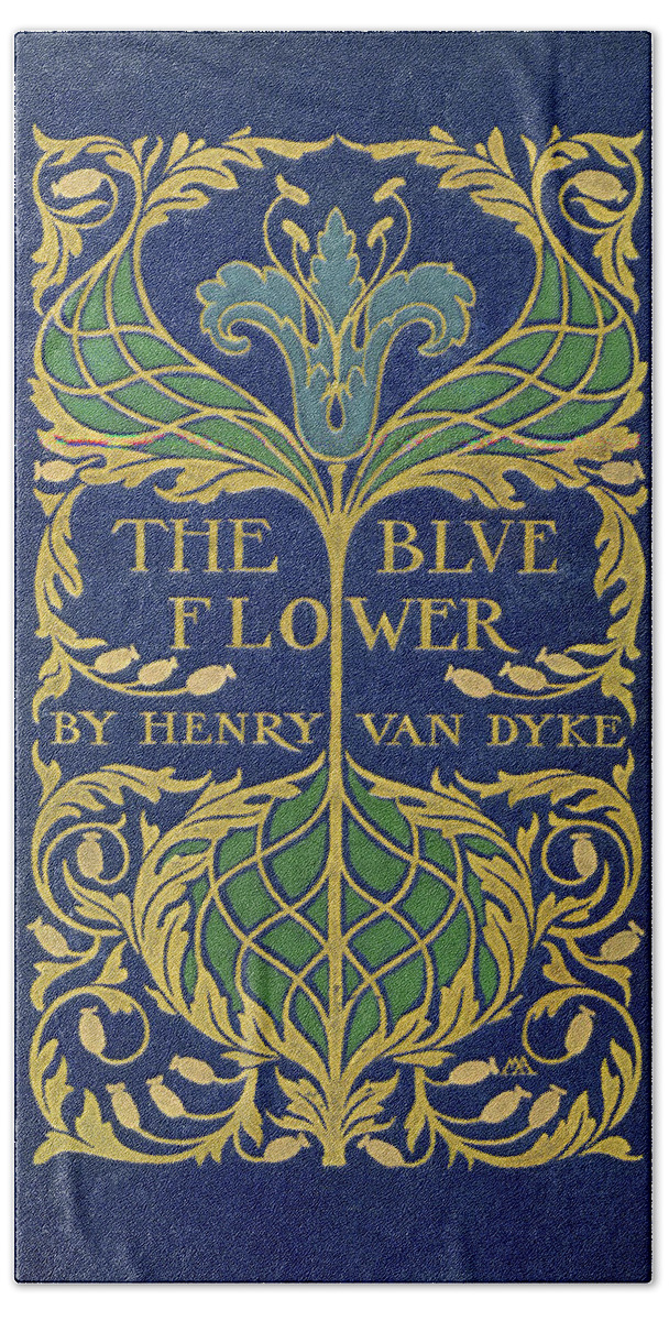 Binding Design Bath Towel featuring the mixed media Cover design for The Blue Flower by Margaret Armstrong
