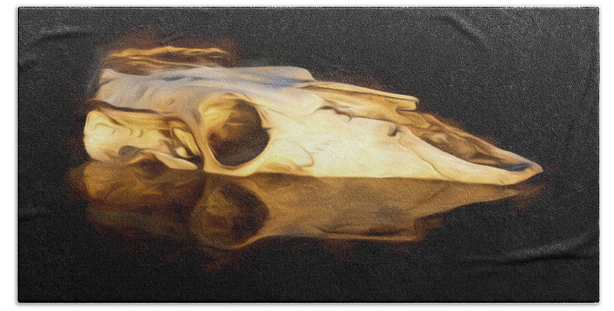 Kansas Bath Towel featuring the photograph Cow Skull 003 by Rob Graham