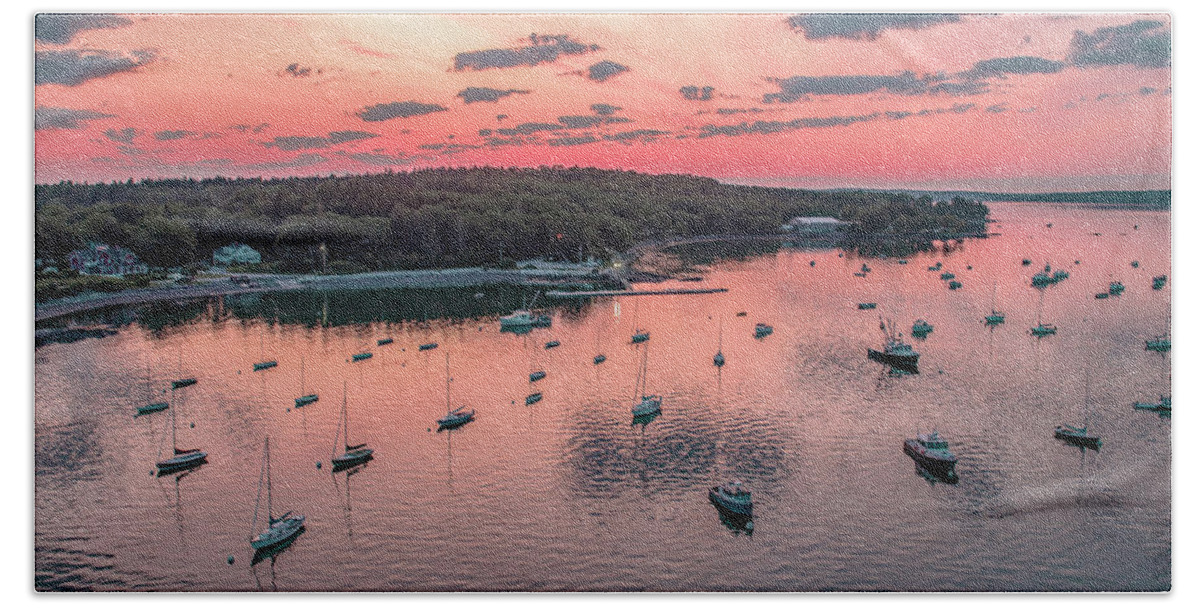 Sorrento Bath Towel featuring the photograph Cranberry Sunrise by Veterans Aerial Media LLC