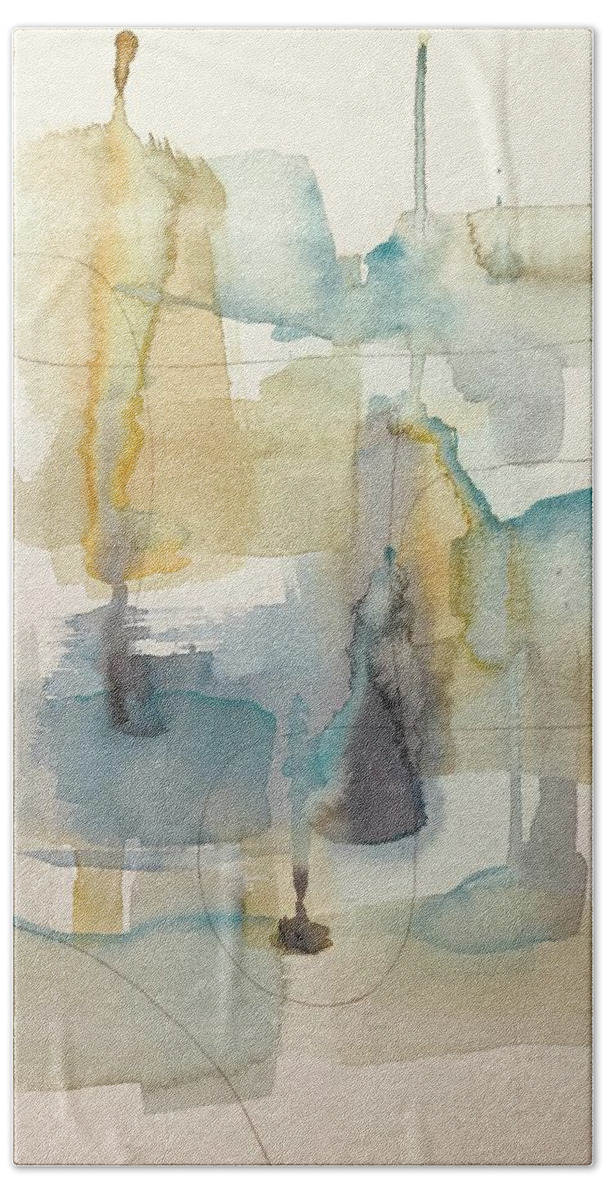 Brown Hand Towel featuring the painting Crazy Days Abstract by Luisa Millicent