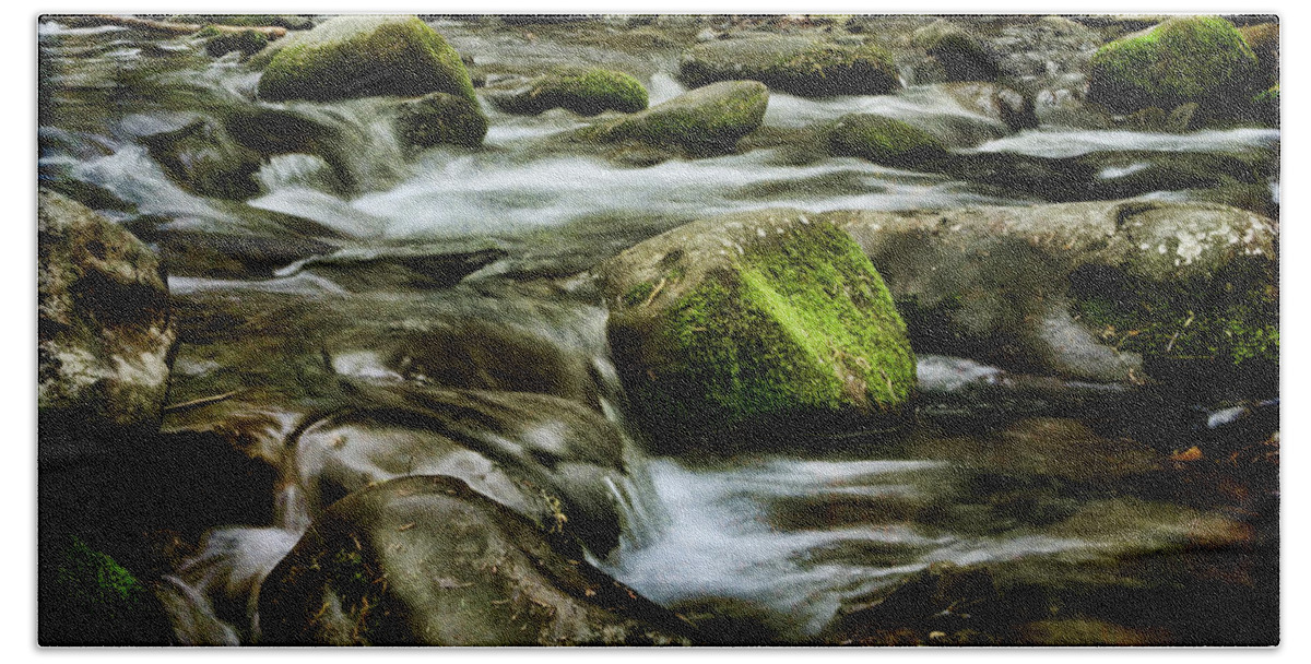 Evie Bath Towel featuring the photograph Creek Cades Cove by Evie Carrier