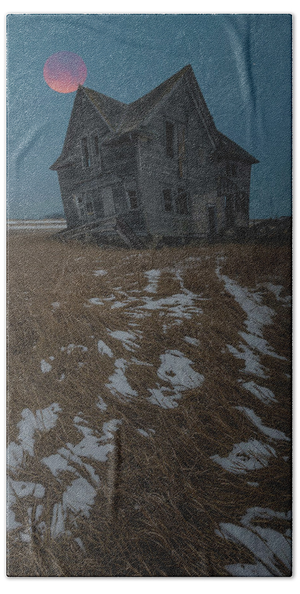 Blood Moon Bath Towel featuring the photograph Crooked Moon by Aaron J Groen