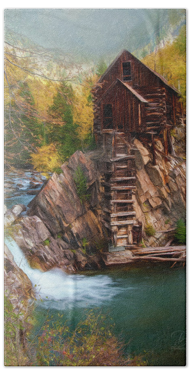 Colorado Bath Towel featuring the photograph Crystal Mill in the Fall by Debra Boucher