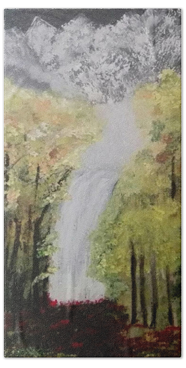 Acrylic Painting Bath Towel featuring the painting Crystal Mountain by Denise Morgan