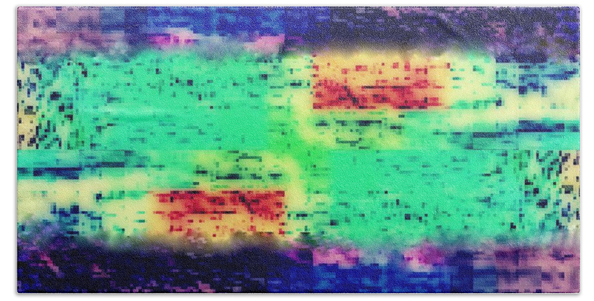 Cubic Bath Towel featuring the digital art Cubic, Blue, Highways, Rivers, Sunset by Scott S Baker