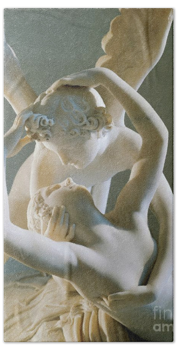 Cupid Bath Towel featuring the photograph Cupid And Psyche By Antonio Canova, Marble by Antonio Canova