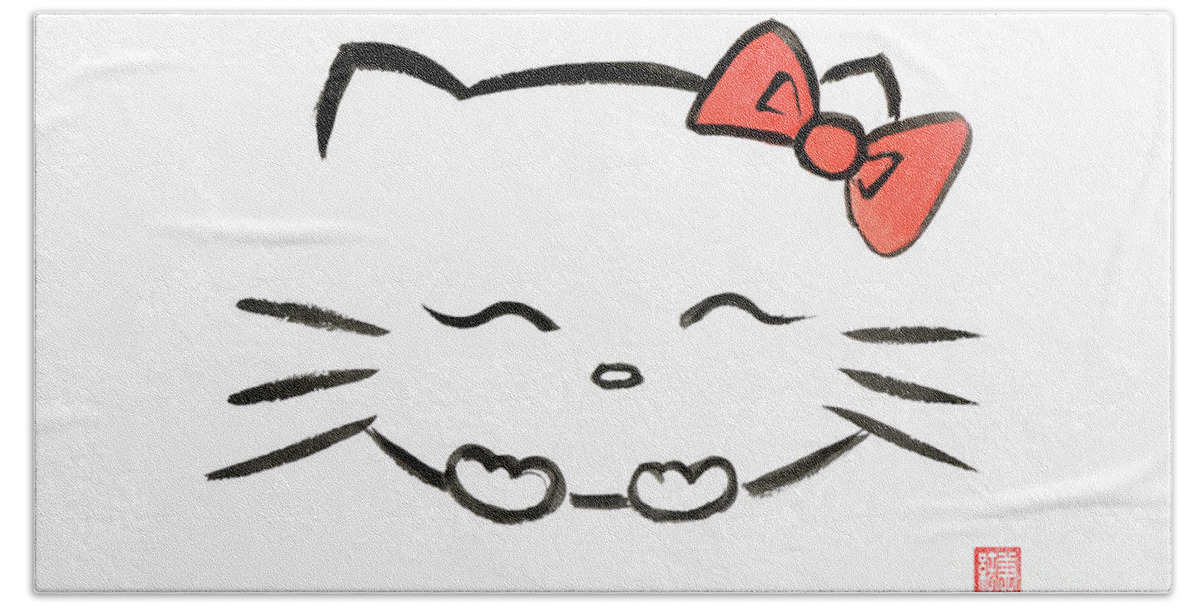 Hello kitty in kimono kawaii Japanese cartoon character with sak Tote Bag  by Awen Fine Art Prints - Fine Art America