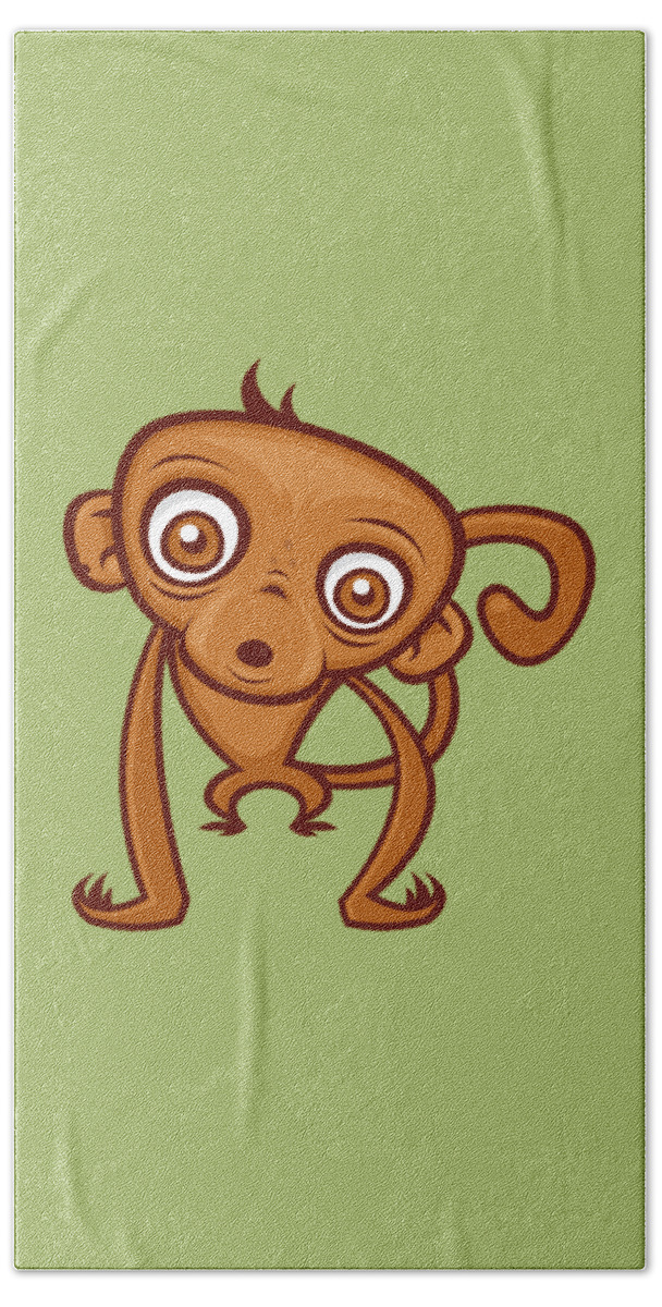 Vector Hand Towel featuring the digital art Cute Monkey by John Schwegel