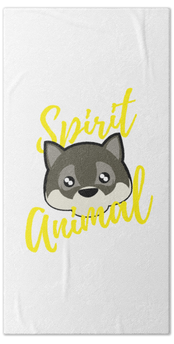Cute Wolf Spirit Animal Bath Towel by Mike G - Fine Art America