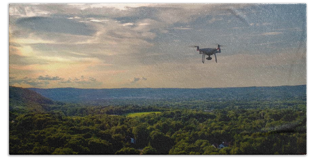 Drone Bath Towel featuring the photograph D R O N E by Anthony Giammarino