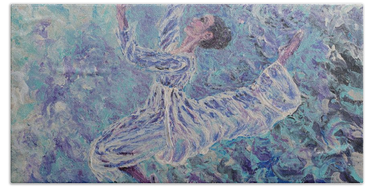 Dance Bath Towel featuring the painting Dancing Her Heart Out by Linda Donlin