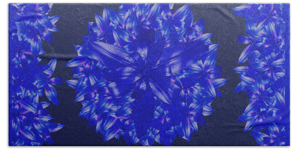 Dark Blue Bath Towel featuring the digital art Dark Blue Floral for Home Decor by Delynn Addams