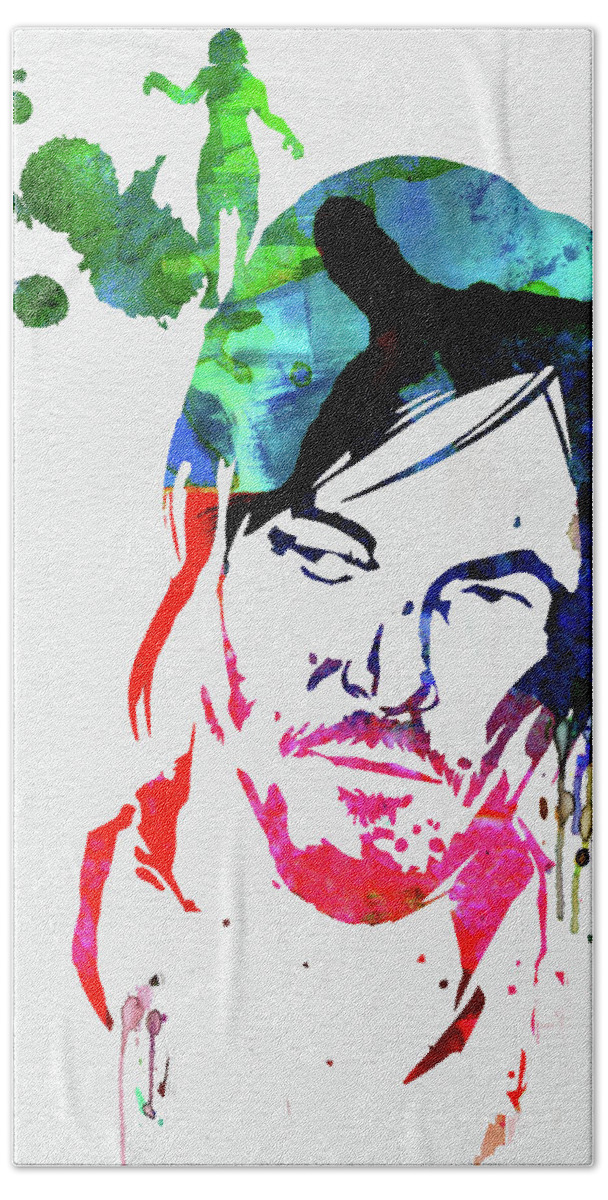  Hand Towel featuring the mixed media Daryl Watercolor by Naxart Studio