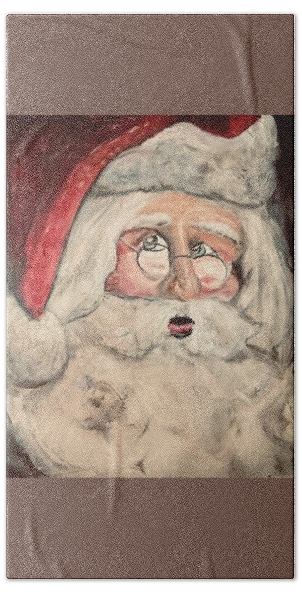 Santa Clause Bath Towel featuring the painting December Santa by Chuck Gebhardt