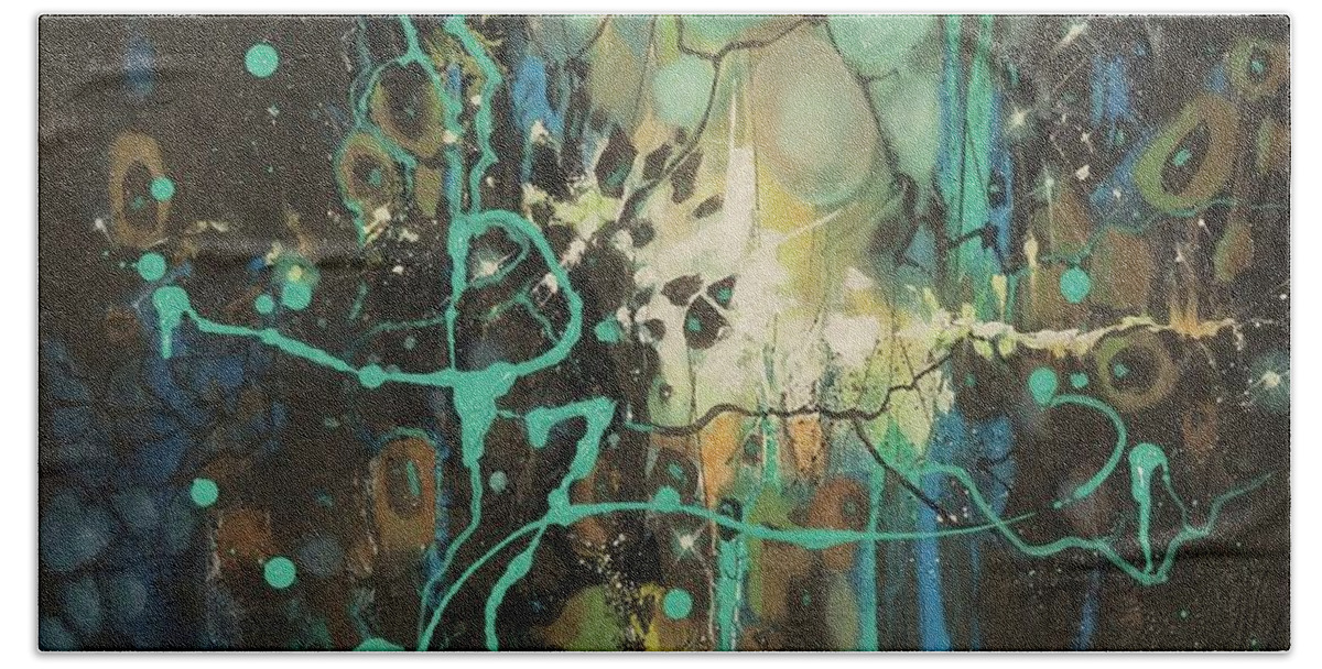 Deconstruction; Abstract; Abstract Expressionist; Contemporary Art; Tom Shropshire Painting; Shades Of Blue Bath Towel featuring the painting Deconstruction by Tom Shropshire