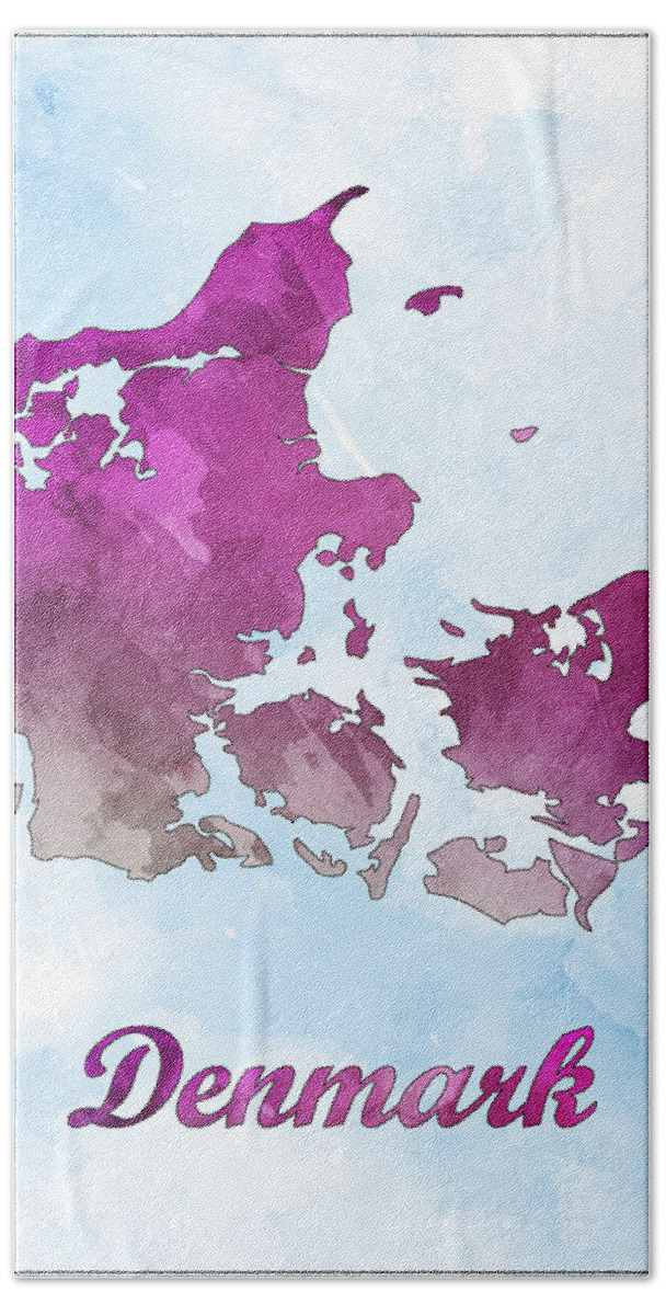Art & Collectibles Bath Towel featuring the drawing Denmark Map Style 5 by Greg Edwards