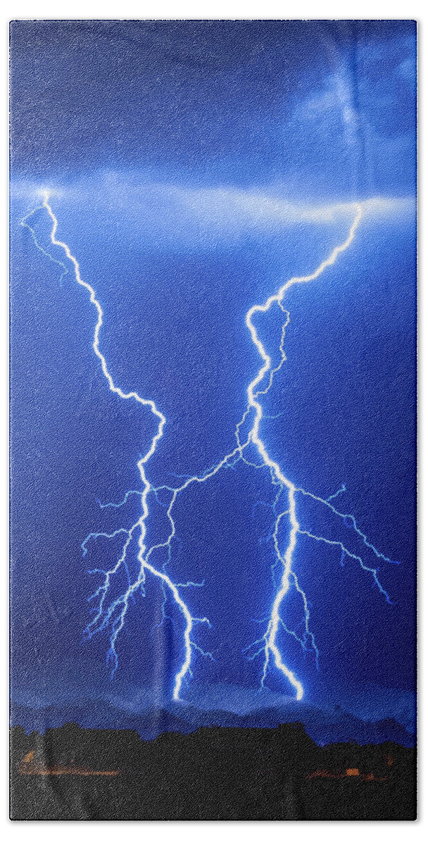 Lightning Hand Towel featuring the photograph 1103 Desert Lightning by Kenneth Johnson