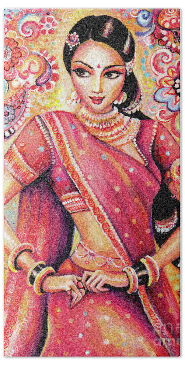 Indian Dancer Hand Towel featuring the painting Devika Dance by Eva Campbell