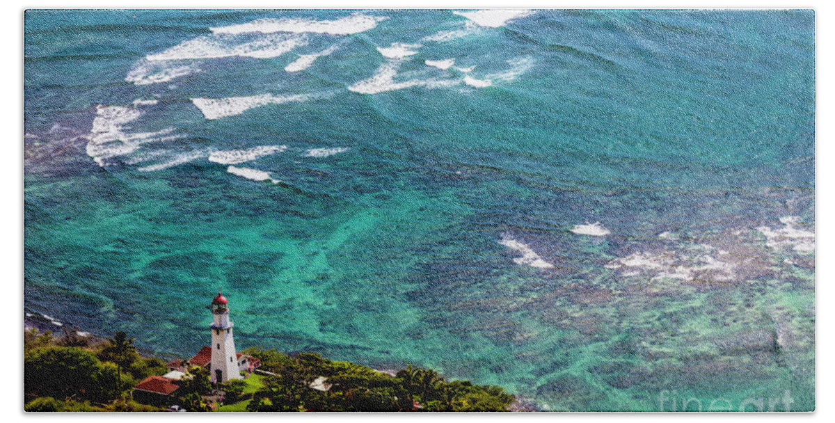 Jon Burch Hand Towel featuring the photograph Diamond Head Light House by Jon Burch Photography