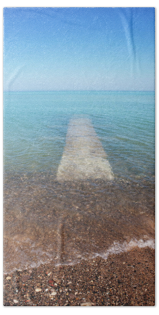 Global Warming Bath Towel featuring the photograph Disappearing Pier by Marilyn Hunt