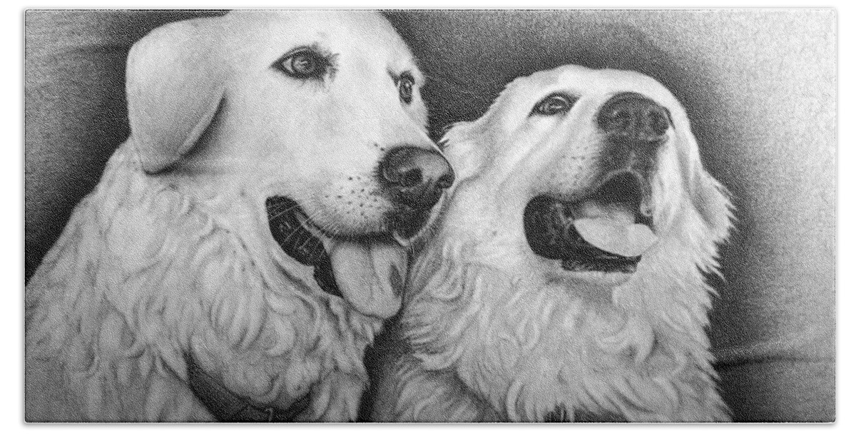 Pet Hand Towel featuring the drawing Dixie and Savannah by Danielle R T Haney
