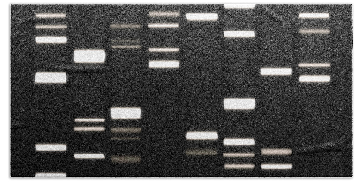 Dna Art Bath Sheet featuring the digital art DNA Art White on Black by Michael Tompsett